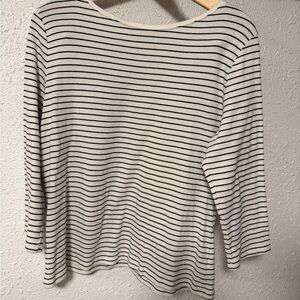 Talbots Black and White Striped Long Sleeve Top